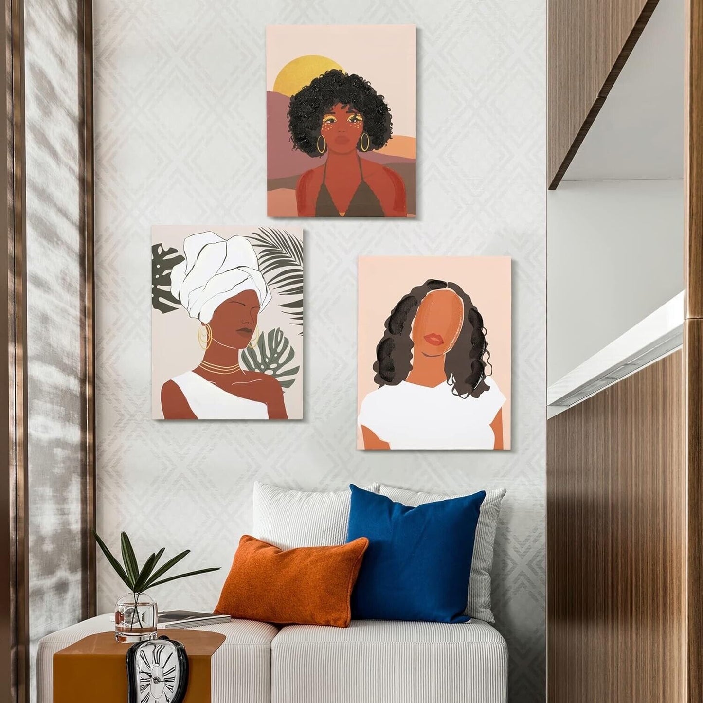 6pcs African American Wall Art, 11"x14" Black Girl Wall Art, on Canvas