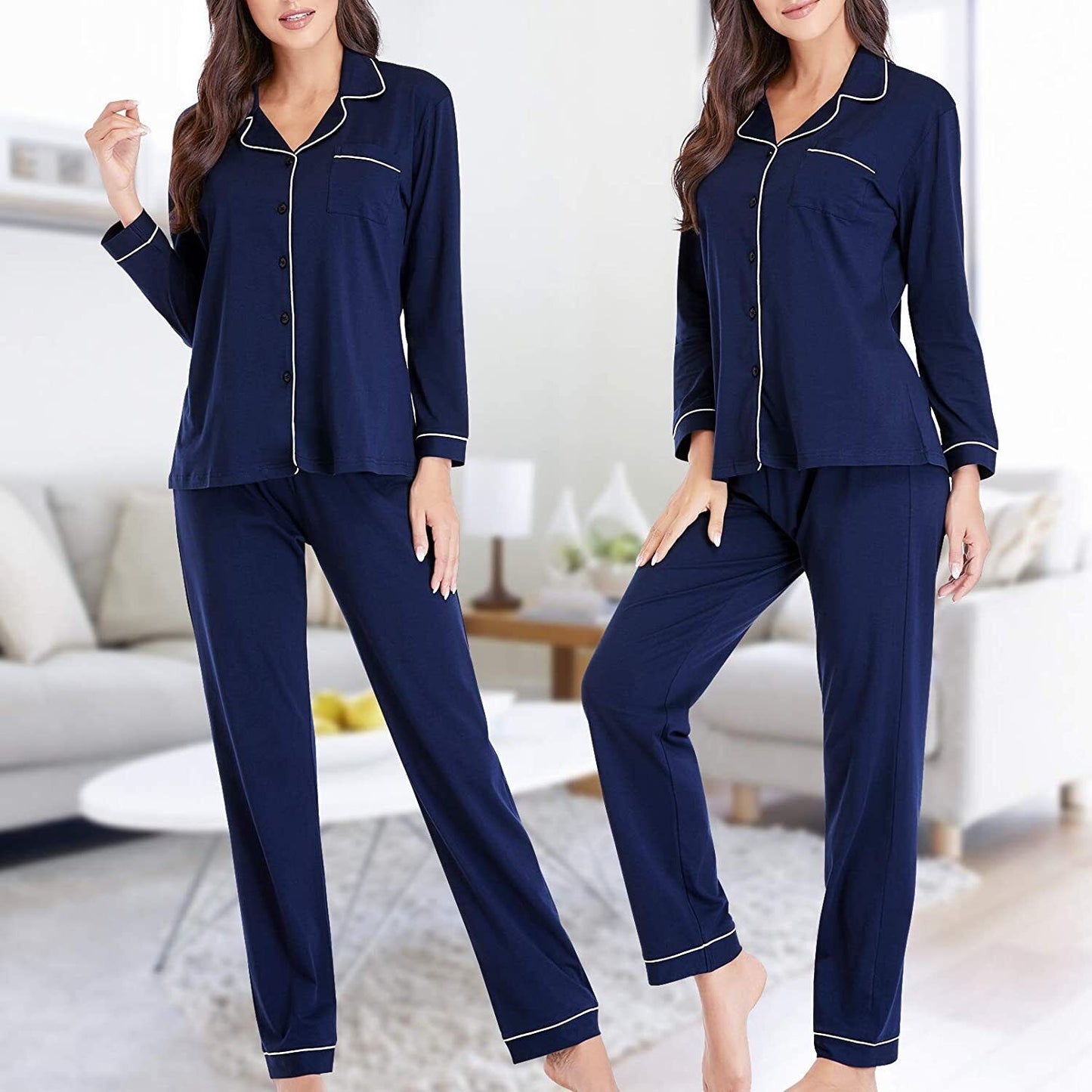 NEW Women's Soft   Set Two Piece Pajama Set Classic Comfort Pajamas LY888_4