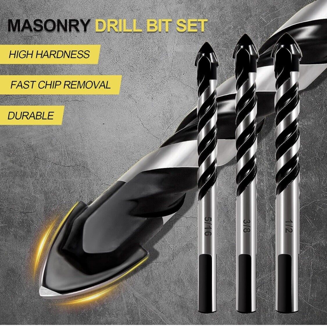 8 Pcs Set ( 3, 4, 5, 6, 8, 10, 14, 16 mm ) Multi-Material Drill Bit Set