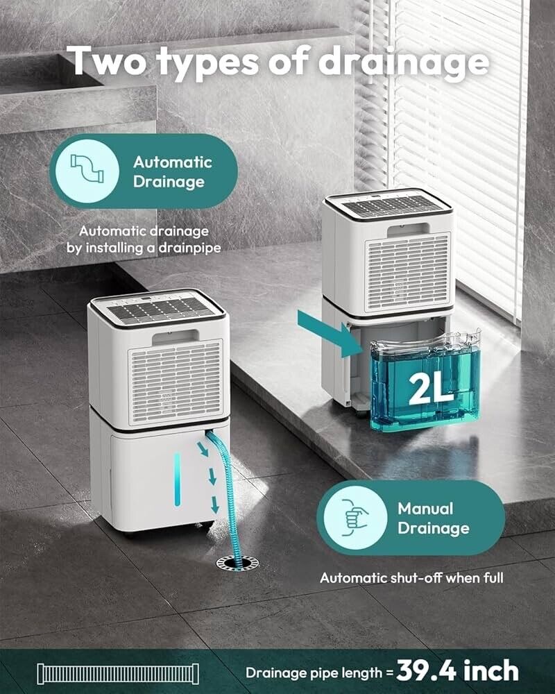 2000 Sq. Ft Dehumidifier Auto or Manual Drainage