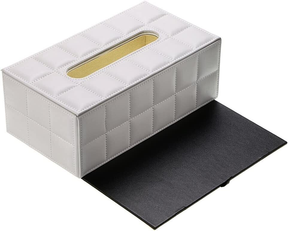 PU Leather Tissue Box Holder, Rectangular Napkin Holder Pumping Paper Case