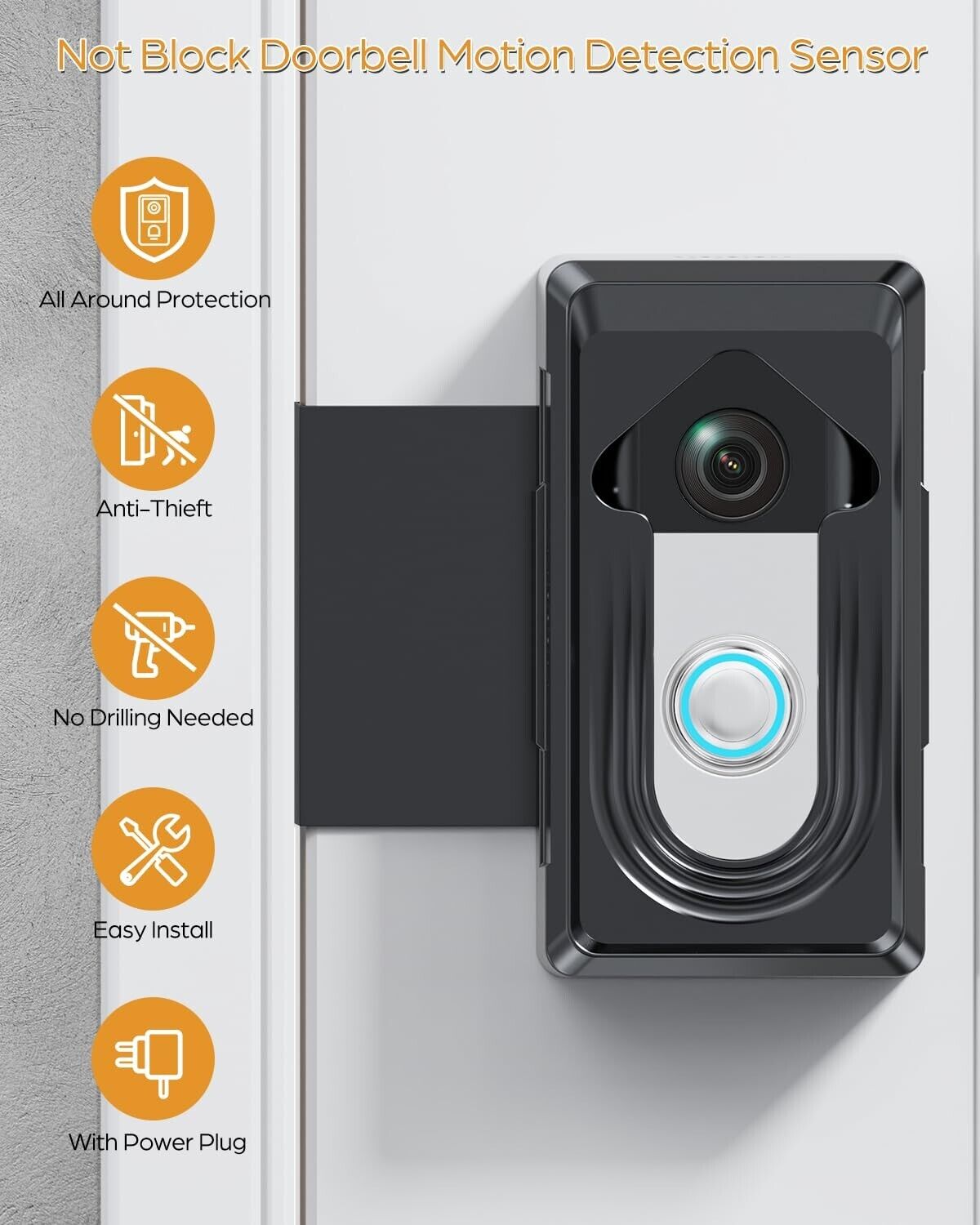 Video Doorbell Mount Compatible with Ring/Blink Wireless Video Doorbell, No-Dril