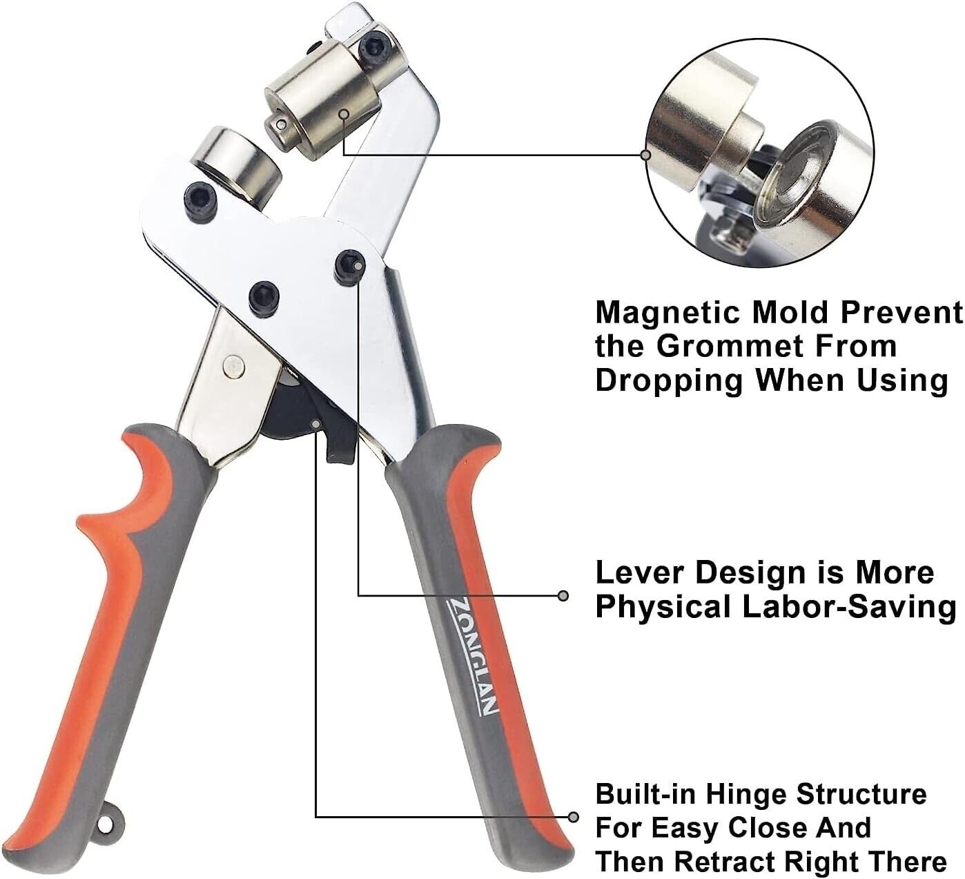 1/4" Grommet Tool Kit, Eyelet Tool Multi-Purpose Handheld Manual Hole Punch