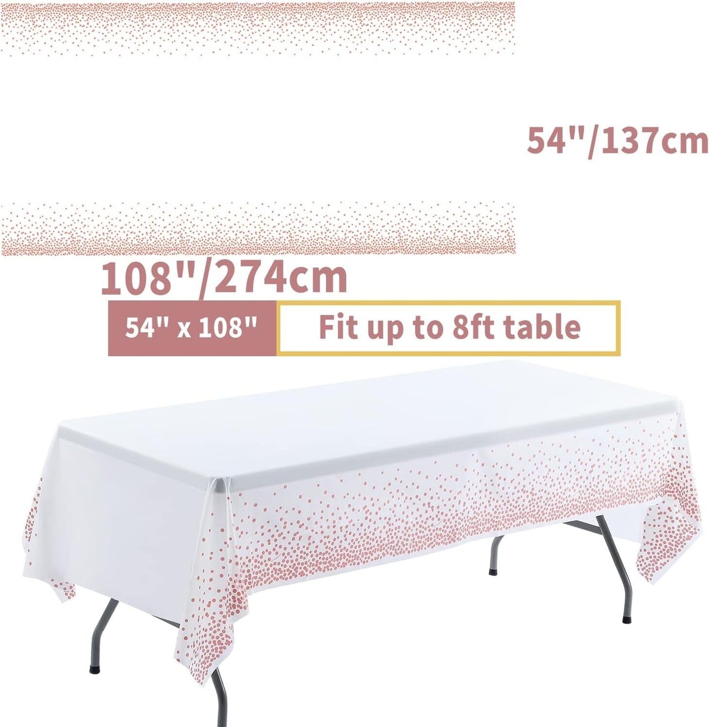 8 Pack Plastic Tablecloths 54*108in Rectangula Waterproof Disposable Party Tab