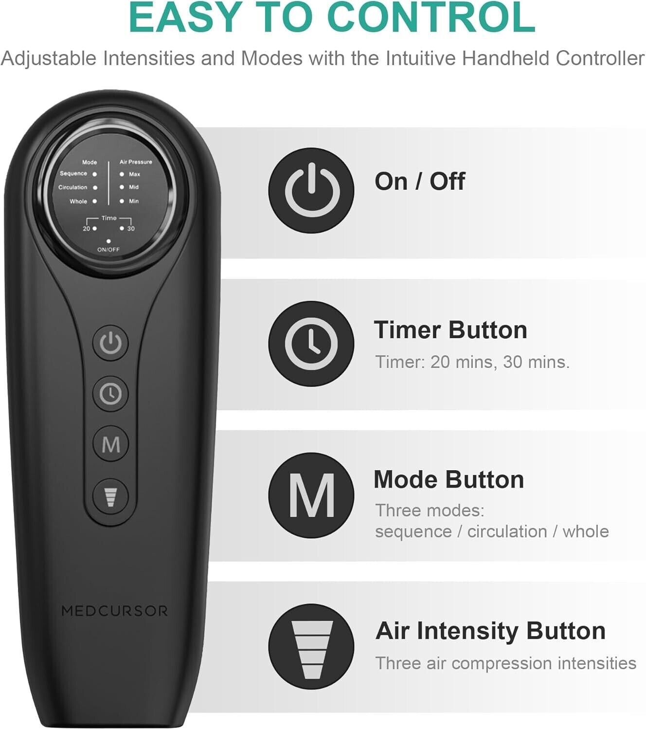 Medcursor Air Compression Leg Massager (with heat) Calf and Foot Massager