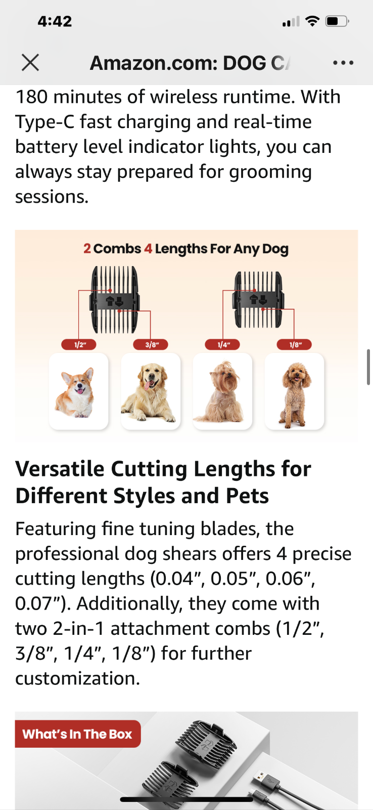 Pet Clipper Dog Hair Trimmer, Versatile Cutting Lengths Cordless Clipper