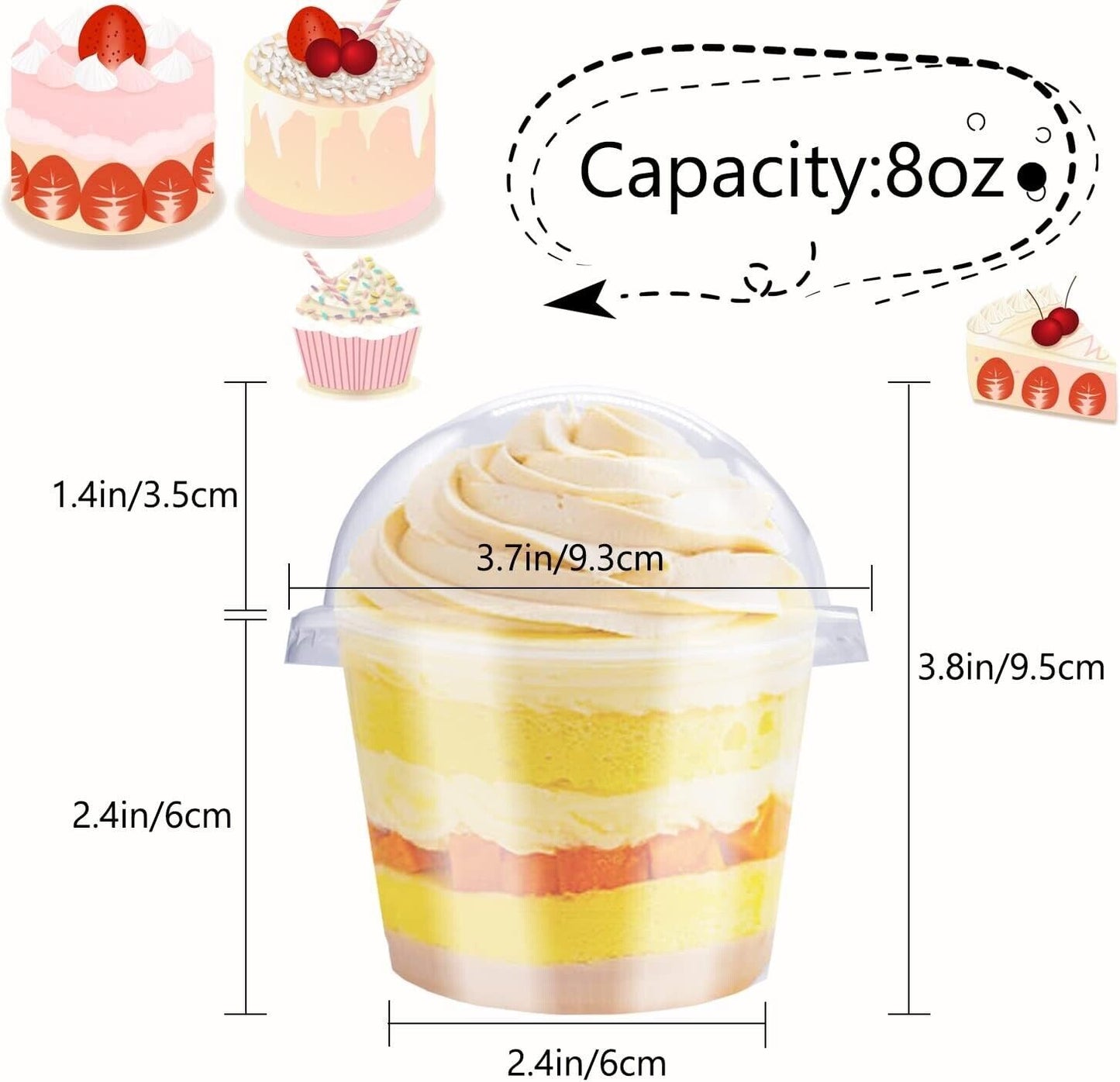 Wholesale 600sets-8oz. 10oz.12oz. 24oz Clear Plastic cups with Dome lids NO hole