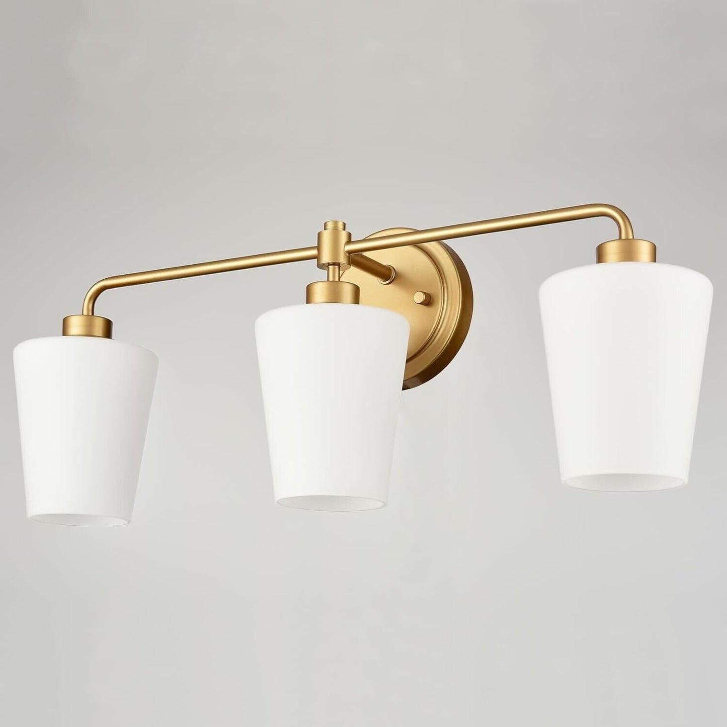 Gold Wall Sconce 3-Light Bathroom Vanity Light with Milk Glass Vanity Lights