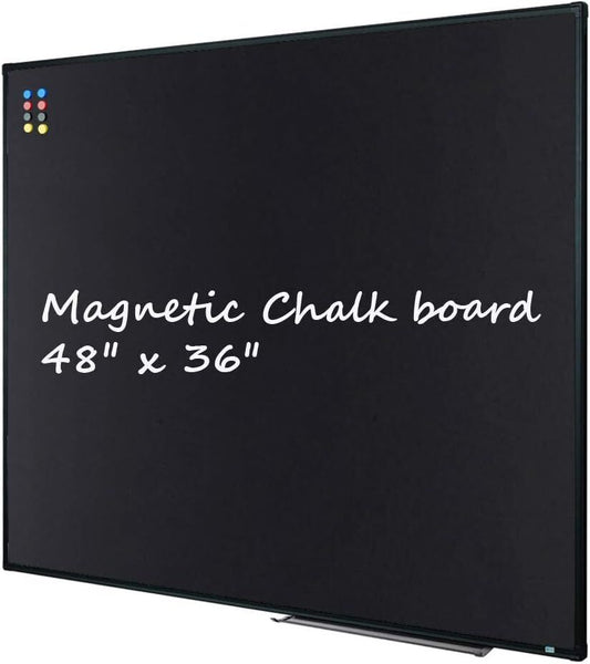 Magnetic Chalk Board 48" x 36" | Wall Mounted Chalk Black Bulletin Board with Pe