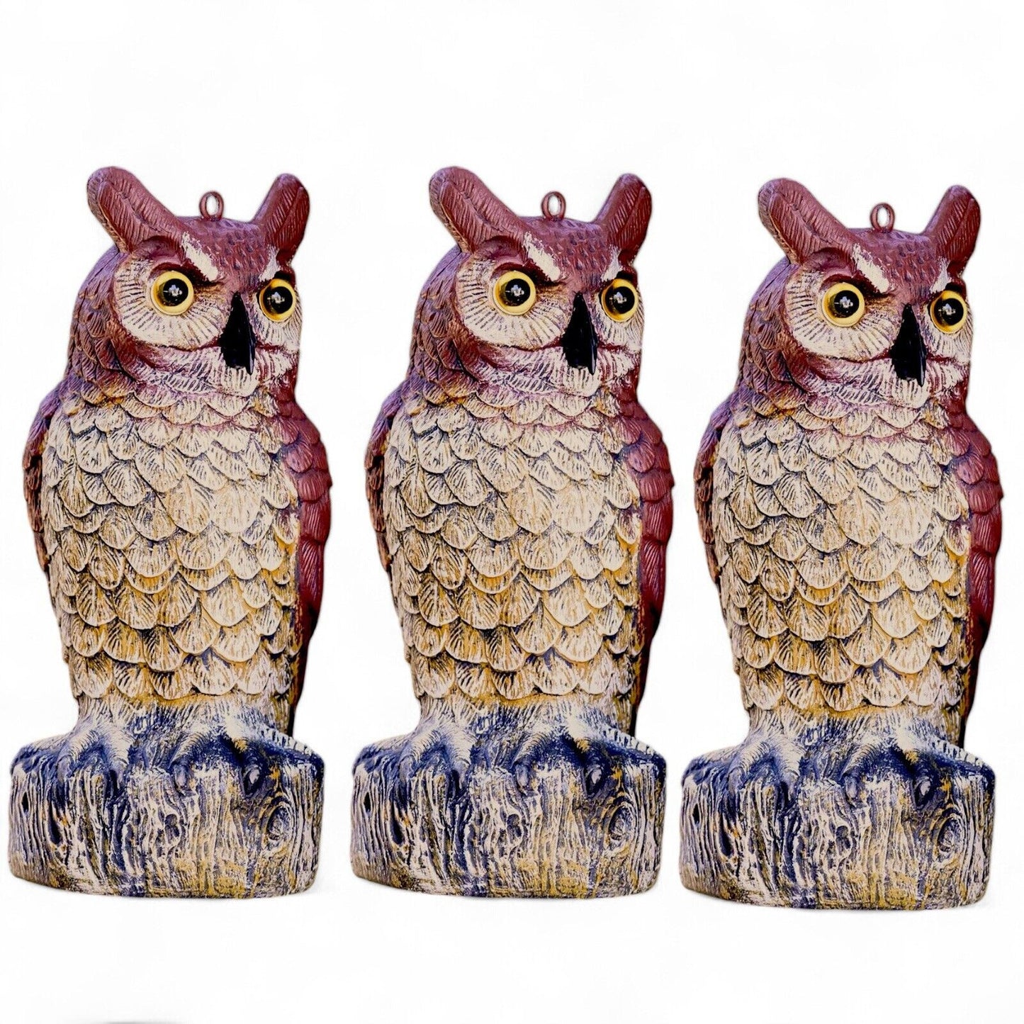 Owl to Keep Birds Away, 4 Pack Bird Scare Owl Fake Owl, Reflective Hanging Bird