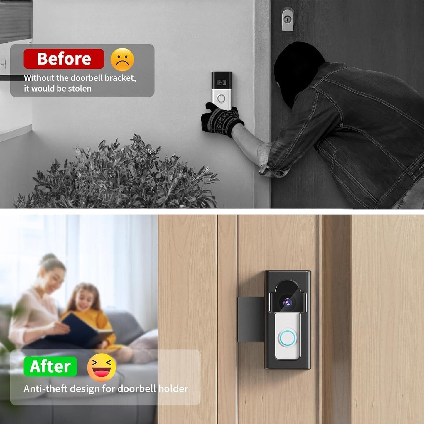 Video Doorbell Mount Compatible with Ring/Blink Wireless Video Doorbell, No-Dril