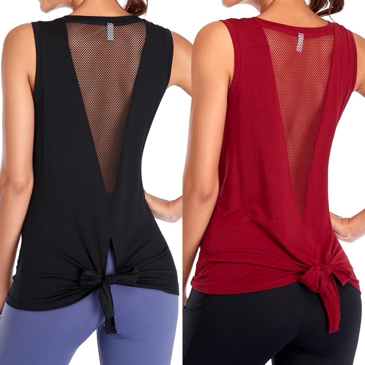 2pcs Women's Workout Tops Sleeveless Yoga Tank Tops Breathable Open Back