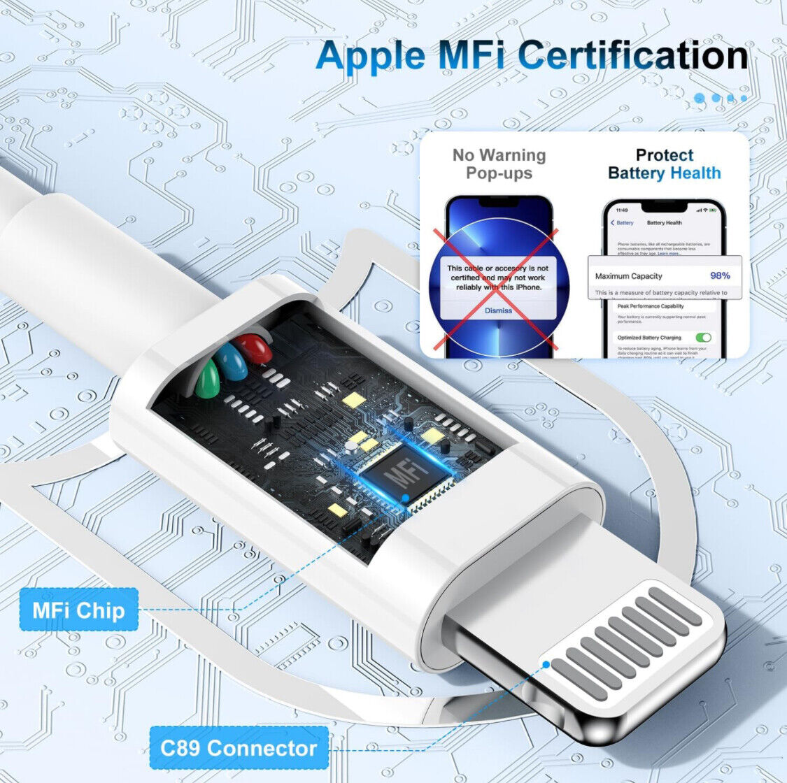 4-8Pack Apple MFi Certified Charger Cable 6ft, Lightning to USB Cable Cord