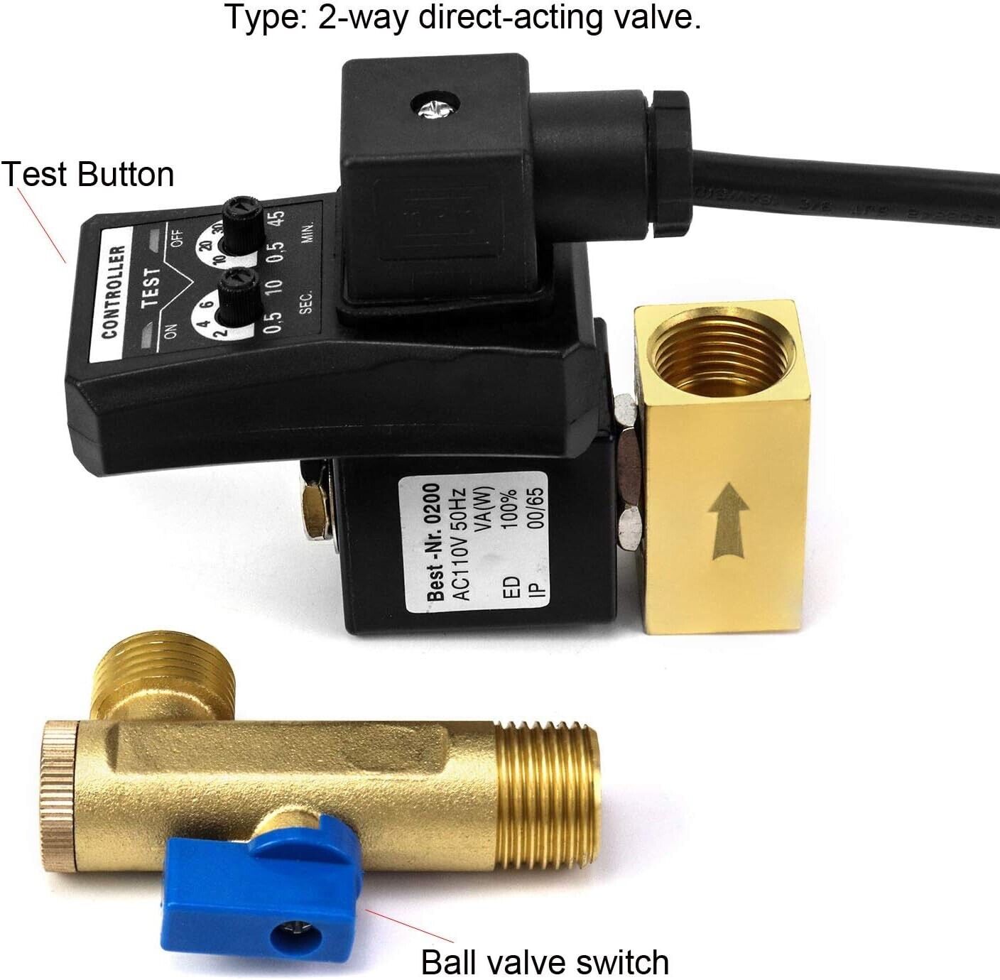 Automatic Timed Condensate Drain Valve, 1/2" AC 110V 2-way Direct-acting Drain