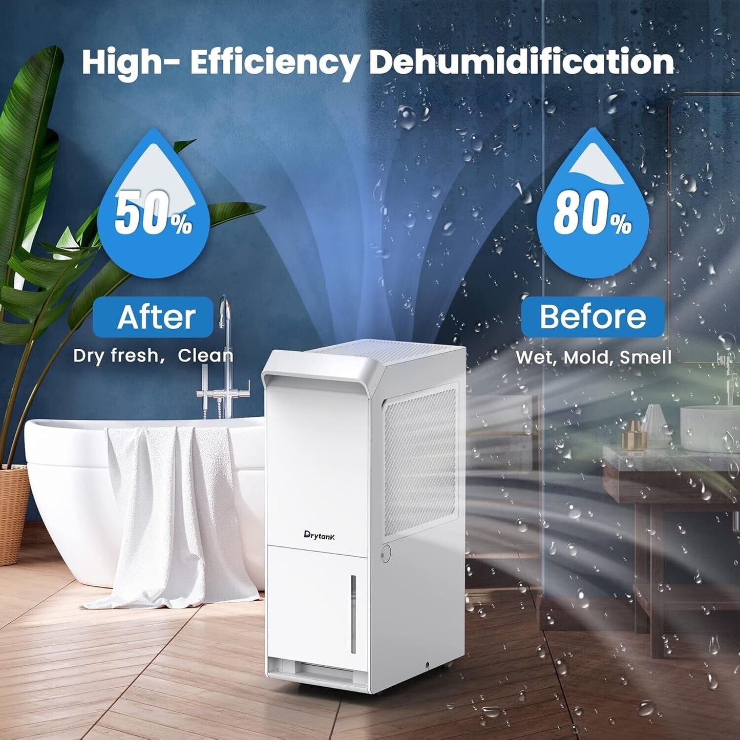 Energy Star Dehumidifier for Basement with Drain Hose, 35 Pint Dehumidifiers