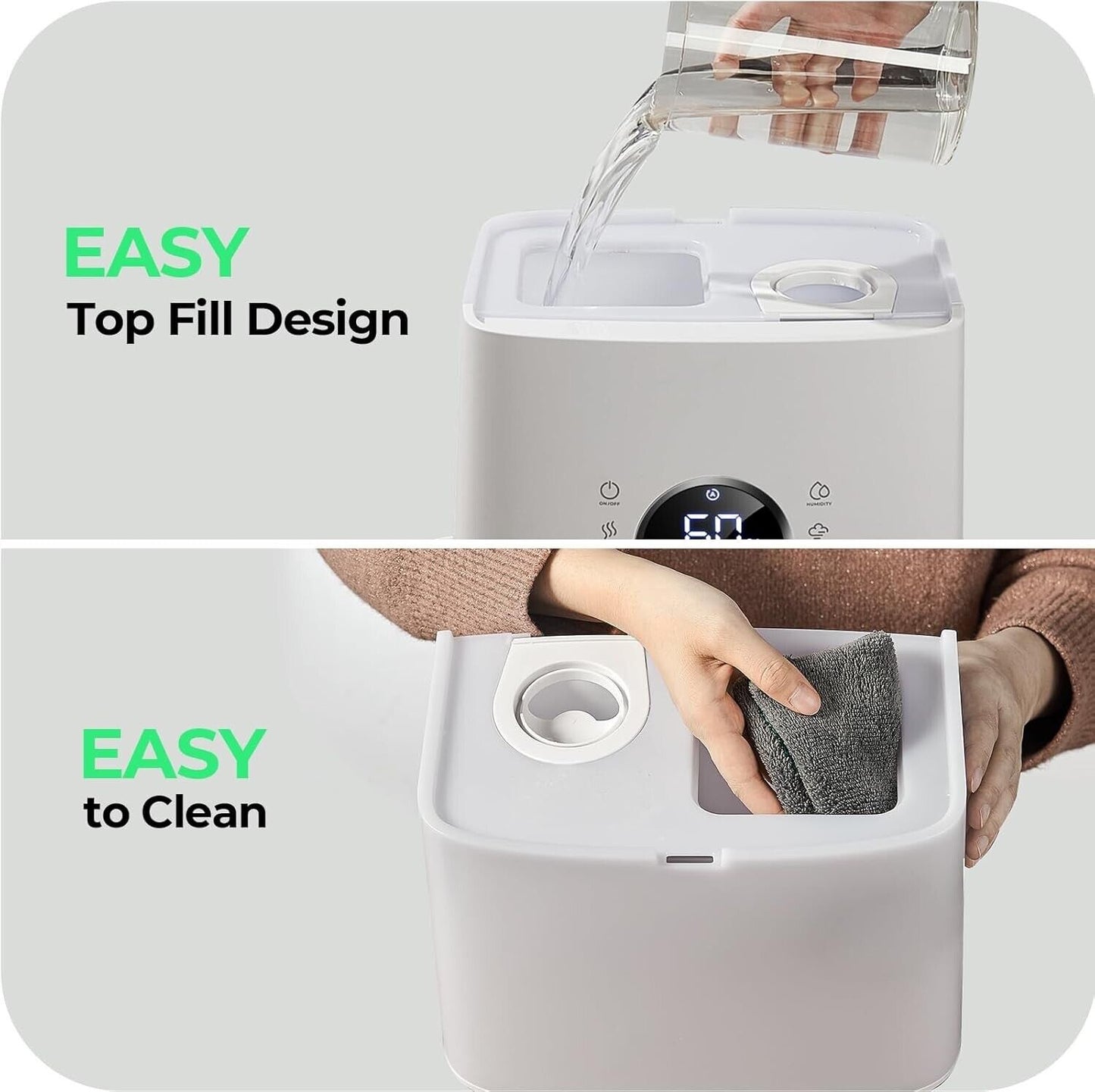 Humidifiers for Large Room, 6.5L Top-Fill Warm & Cool 360°