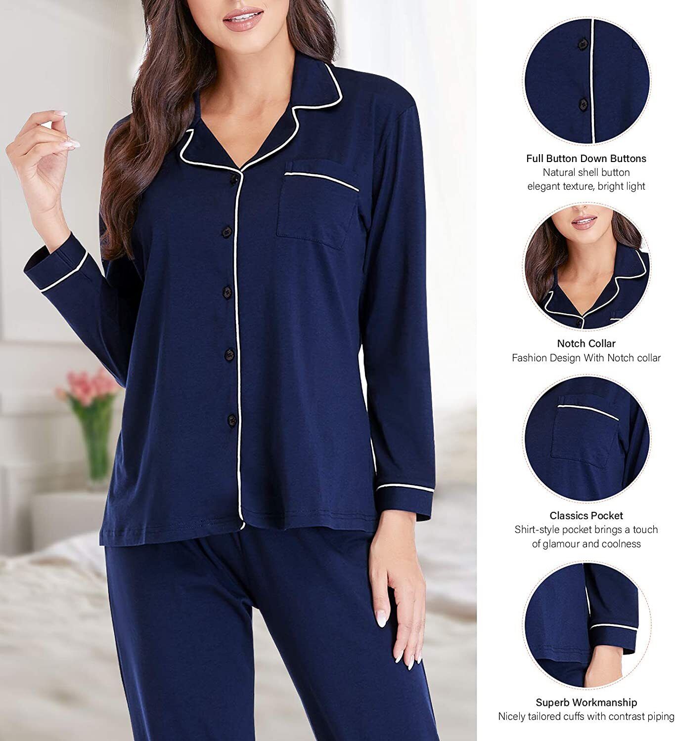 NEW Women's Soft   Set Two Piece Pajama Set Classic Comfort Pajamas LY888_4