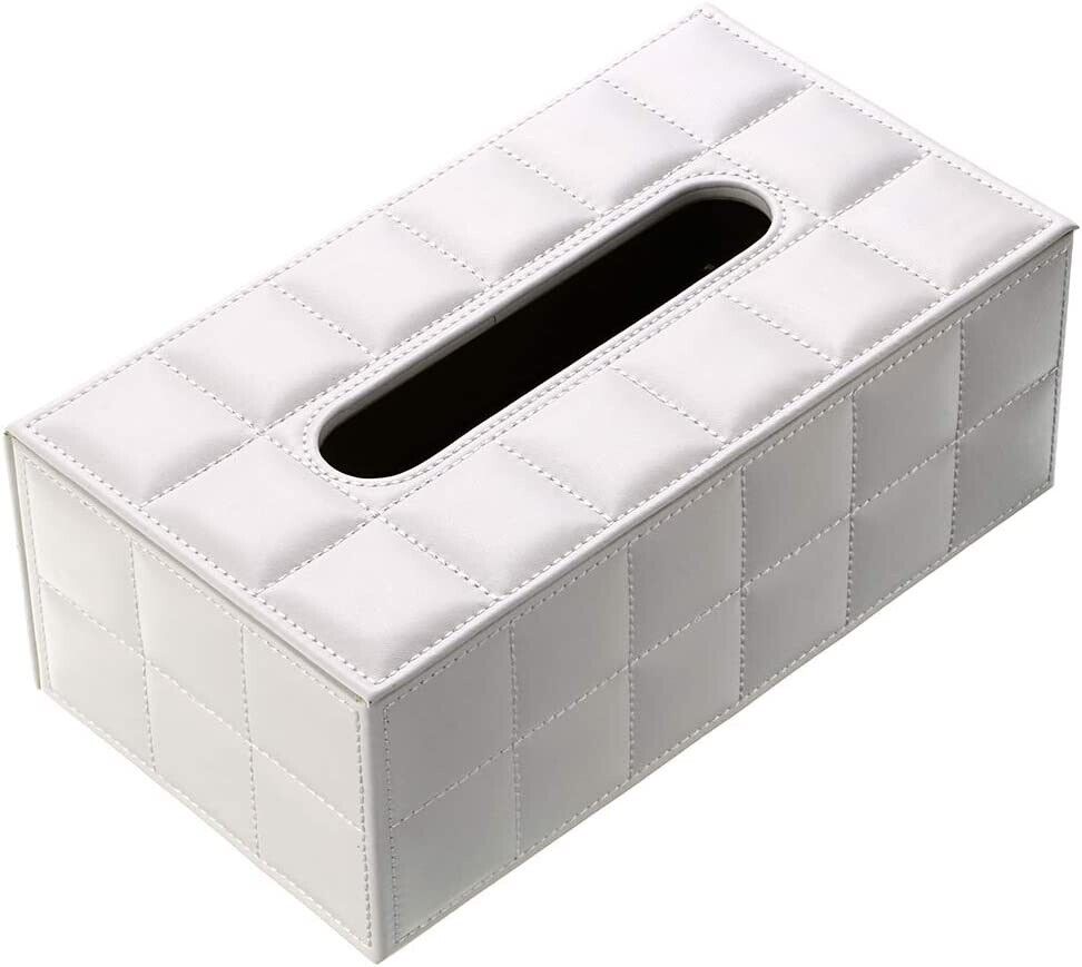 PU Leather Tissue Box Holder, Rectangular Napkin Holder Pumping Paper Case