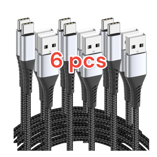 6pcs 3FT USB C Cable, Braided USB Type C Charger Cord 3 Feet USB A to USB C Ca