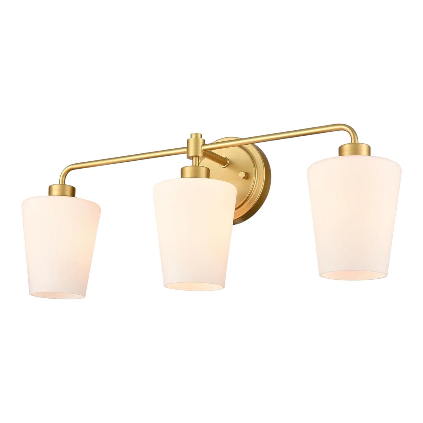 Gold Wall Sconce 3-Light Bathroom Vanity Light with Milk Glass Vanity Lights