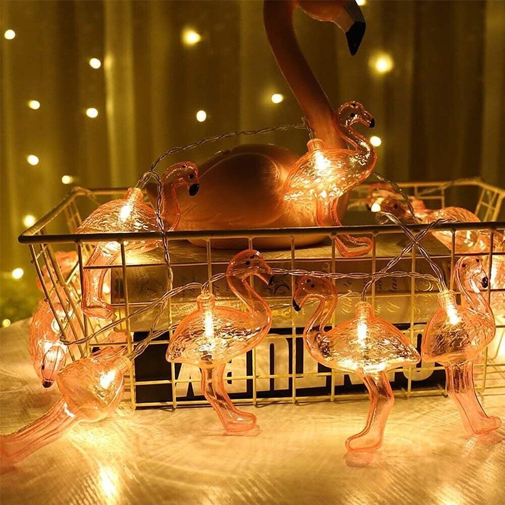 9Ft Pink Flamingo Lights, LED Flamingo String Lights Battery Operated