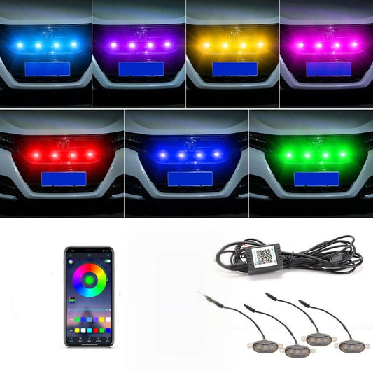 4pcs 64 colors LED grille Lights Led Lights Kits Center Grid Decorative Lights