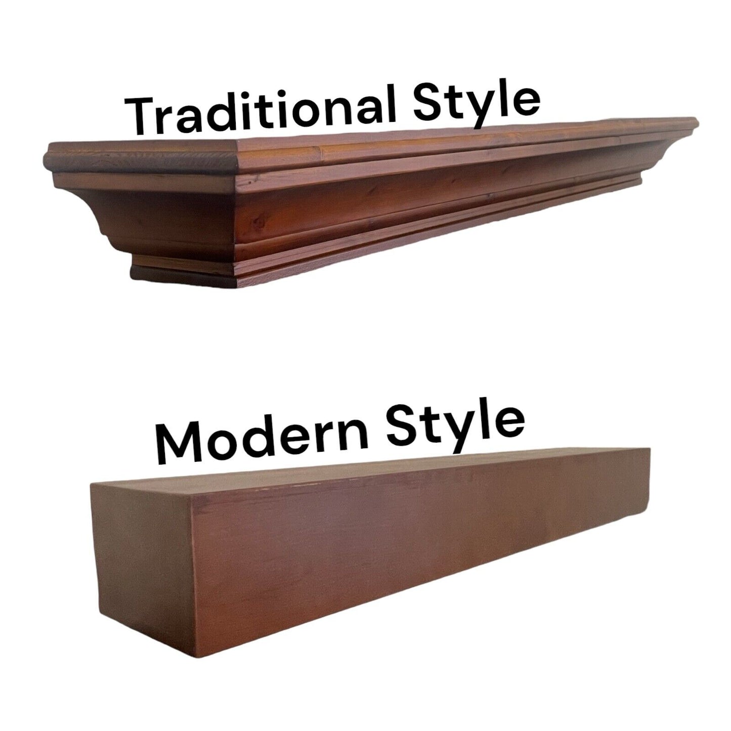 48" 60" Rustic Wood Fireplace Mantel Shelves - Floating Shelf, Modern/Traditional Style