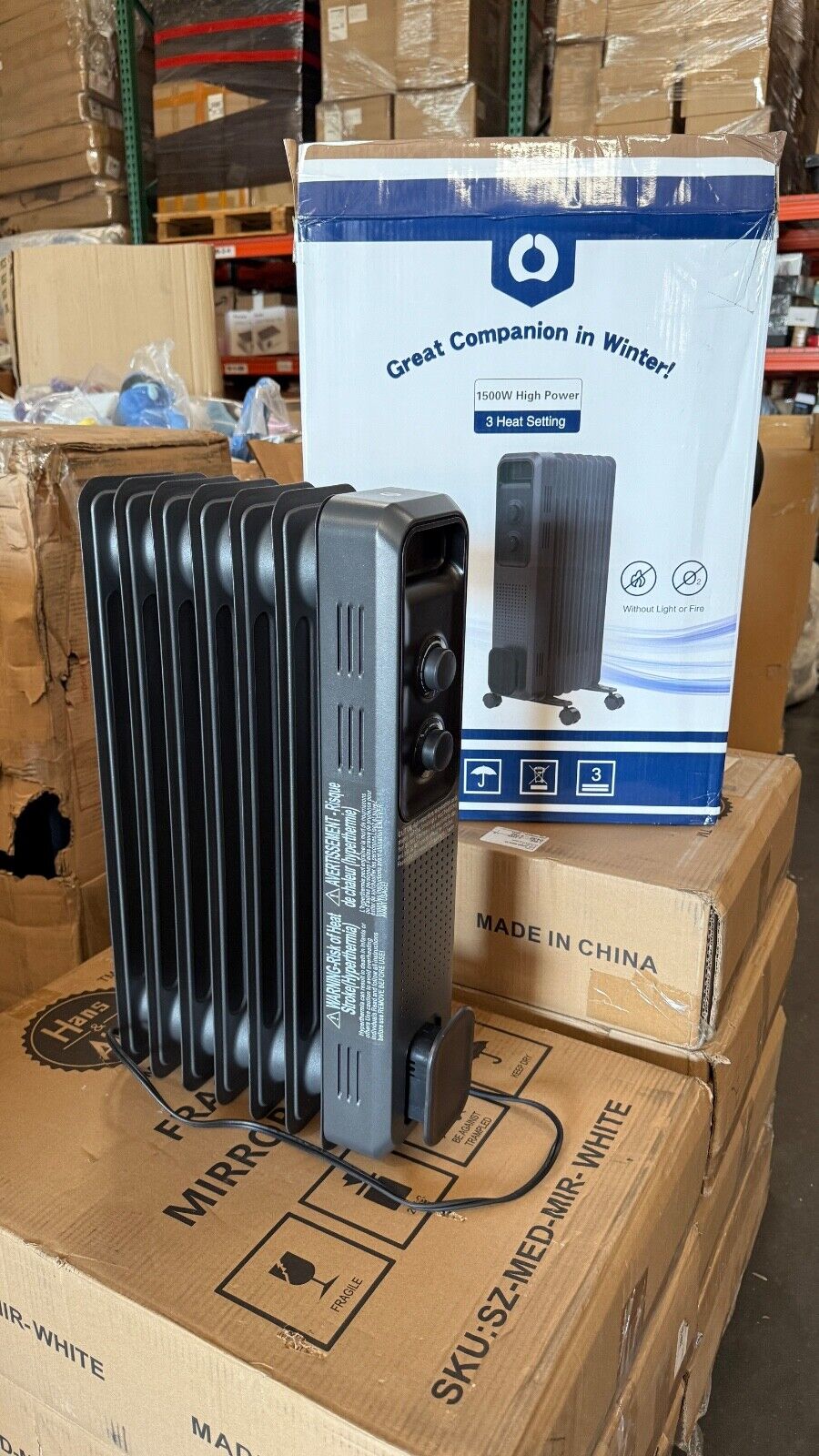 Oil Filled Radiator Heater,1200W Electric Space Heaters with 3 Heat Settings,