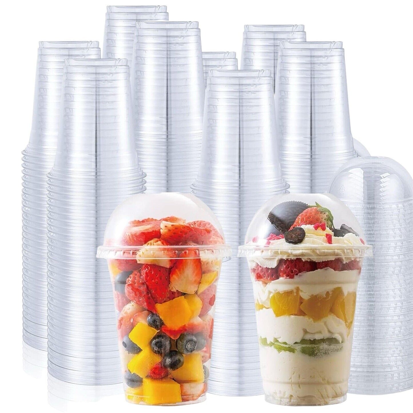 Wholesale 600sets-8oz. 10oz.12oz. 24oz Clear Plastic cups with Dome lids NO hole