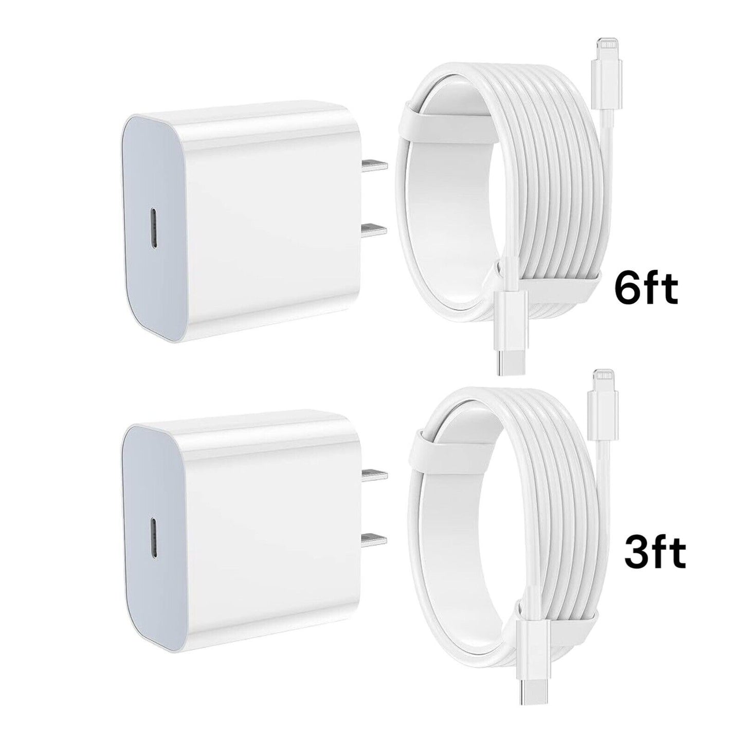 iPhone Charger Fast Charging 2 Pack Type C Wall Charger Block with 2 Pack 6+3ft