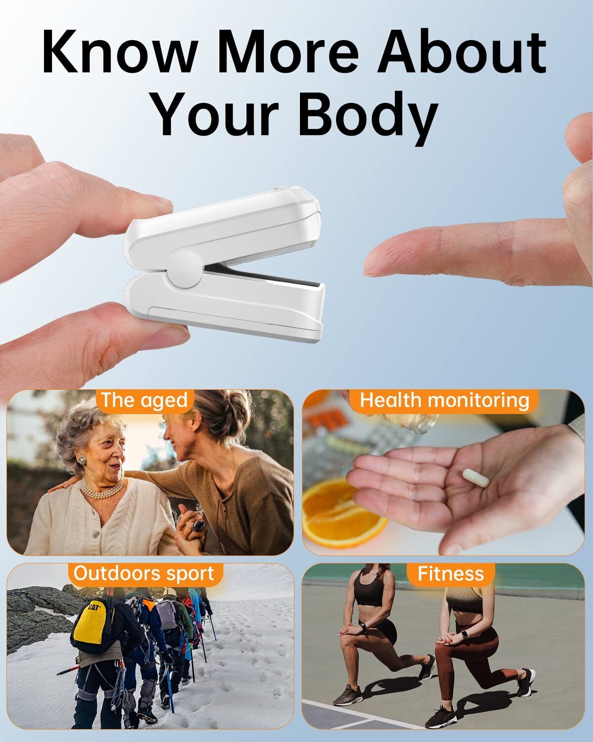 Bluetooth Pulse Oximeter Fingertip Oximeter Blood Oxygen Saturation