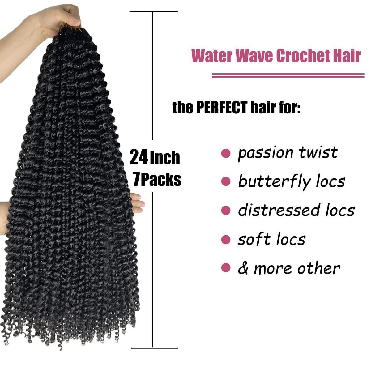 Passion Twist Hair 24 Inch 7 Packs Water Wave Crochet Hair Briads Pre-looped Bra