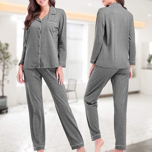 ONLY SIZE-M-Women's Soft Pajama Set Two Pieces Set Classic long Comfort