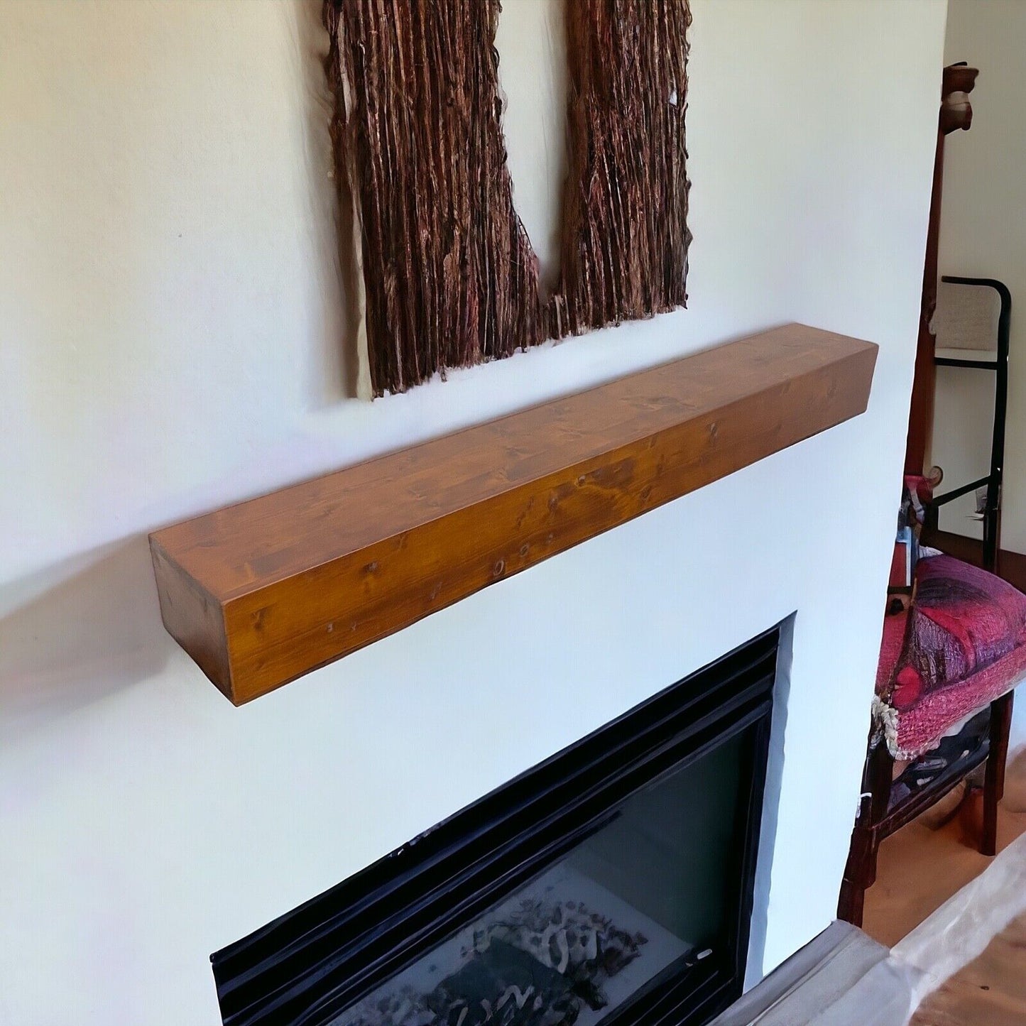 48" 60" Rustic Wood Fireplace Mantel Shelves - Floating Shelf, Modern/Traditional Style