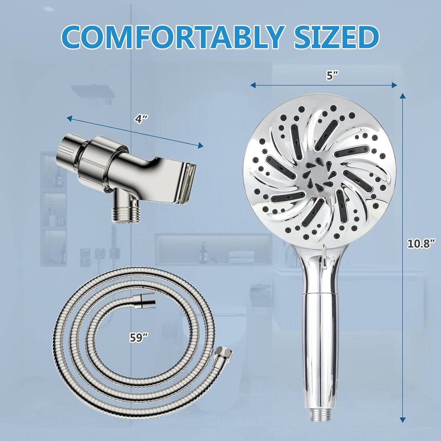 Handheld High Pressure 10 Spray Mode Shower Head With Filter