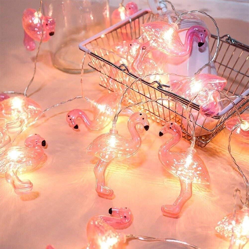 9Ft Pink Flamingo Lights, LED Flamingo String Lights Battery Operated