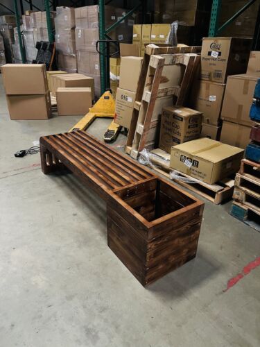 6ft Wood Bench with Wooden Planter Flowerbed Real Wood