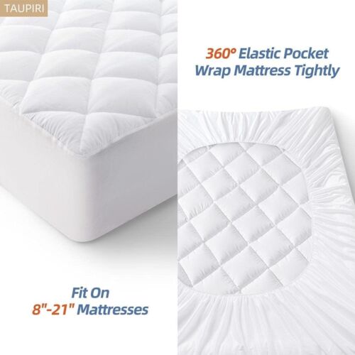 Taupiri King Quilted Mattress Pad Cover with Deep Pocket (8"-21")