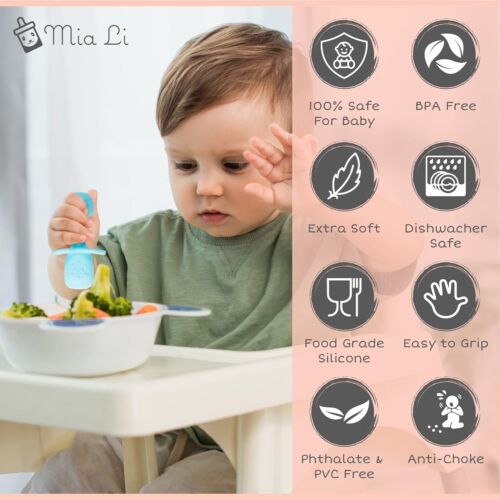 Toddler Utensils Set - First Training Self Feed Silicone Baby Utensils