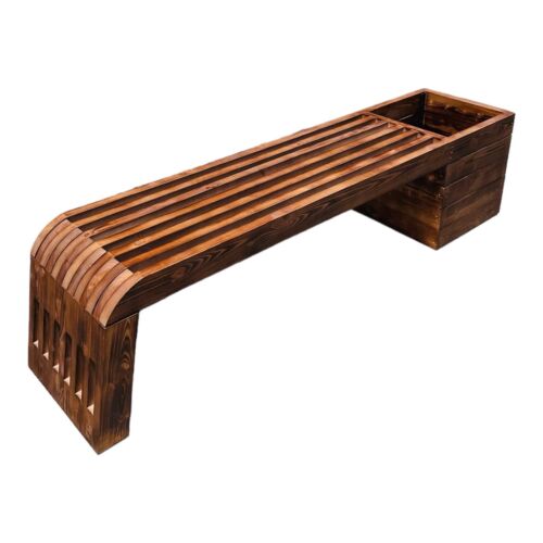 6ft Wood Bench with Wooden Planter Flowerbed Real Wood