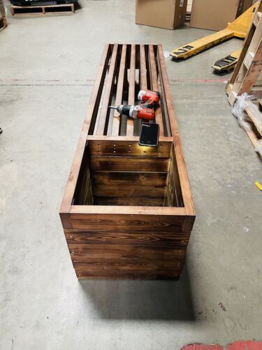 6ft Wood Bench with Wooden Planter Flowerbed Real Wood