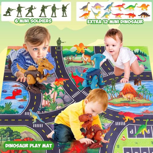 NEW Dinosaur Toys Take Apart Toys Set Building Toys Electric Drill & Play Mat