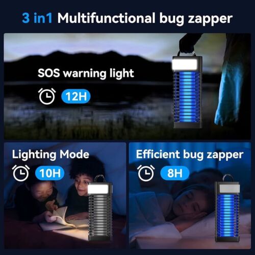 Rechargeable Mosquito Zapper Bug Zapper with Camping light hook Fly Traps Killer