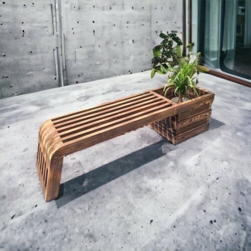 6ft Wood Bench with Wooden Planter Flowerbed Real Wood