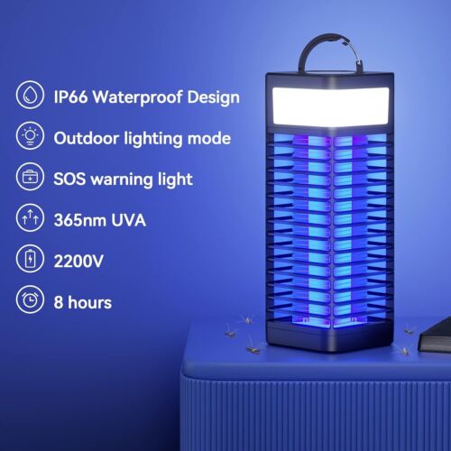 Rechargeable Mosquito Zapper Bug Zapper with Camping light hook Fly Traps Killer