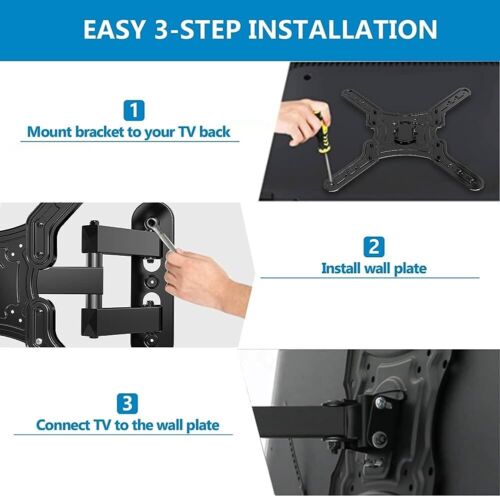 Full Motion TV Mount, TV Wall Mount Bracket for 28-60 Inch Holds up to 80lbs