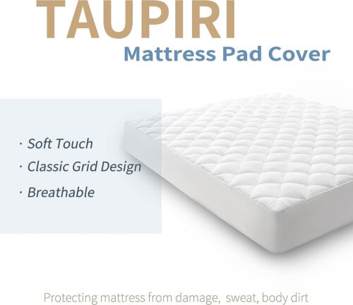 Taupiri King Quilted Mattress Pad Cover with Deep Pocket (8"-21")