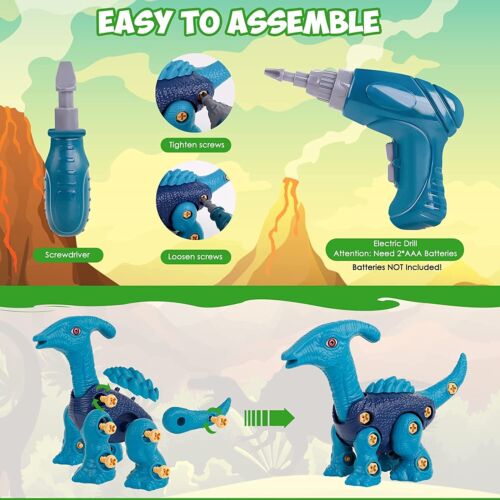 NEW Dinosaur Toys Take Apart Toys Set Building Toys Electric Drill & Play Mat