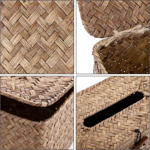 Rectangular Woven Tissue Box Decorative Seagrass Wicker Tissue Box Holder