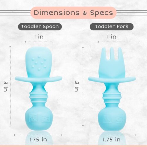 Toddler Utensils Set - First Training Self Feed Silicone Baby Utensils